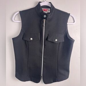 Vintage smart parts black zip up vest size small
